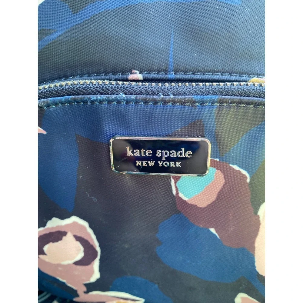 Kate Spade Dawn Paper Rose Backpack Navy Floral Nylon Travel School Bag Stylish